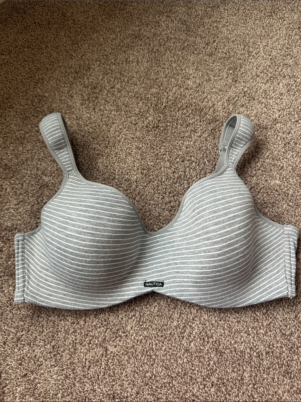 Nautica Light Gray & White Striped T-Shirt Bra